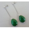 Zilveren oorbellen met Emerald groene Jade briolet