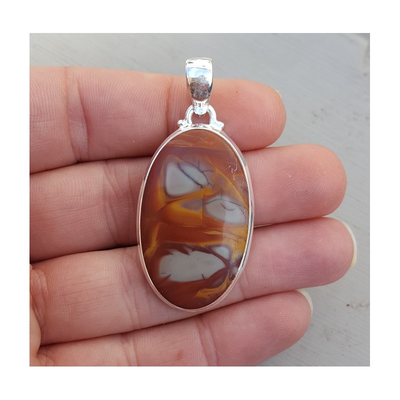 Zilveren hanger met ovale cabochon Noreena Jaspis