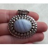 Zilveren hanger ovale blauw Lace Agaat en bewerkte setting