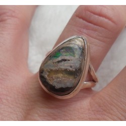 Zilveren ring gezet met Mexicaanse Vuuropaal 17.3 mm