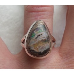 Zilveren ring gezet met Mexicaanse Vuuropaal 17.3 mm