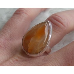 Zilveren ring gezet met druppelvorm oranje Calciet 17.3 mm