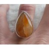Zilveren ring gezet met druppelvorm oranje Calciet 17.3 mm