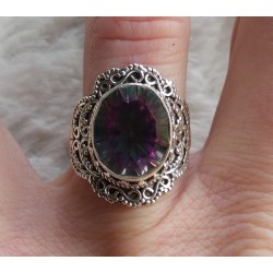 Zilveren ring met Mystic Topaas in bewerkte setting 17.3 mm