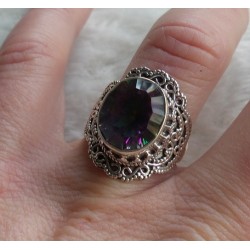 Zilveren ring met Mystic Topaas in bewerkte setting 17.3 mm