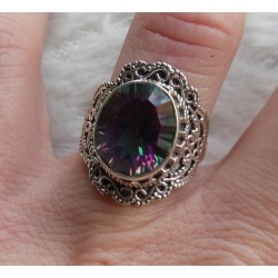 Zilveren ring met Mystic Topaas in bewerkte setting 17.3 mm