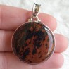 Zilveren hanger gezet met ronde mahonie Obsidiaan