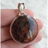 Zilveren hanger gezet met ronde mahonie Obsidiaan