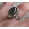 Zilveren ring perzik Maansteen gezet in bewerkte setting 16.7 mm