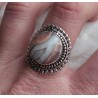Zilveren ring ronde facet Botswana bewerkte kop 18 mm