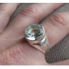 Zilveren ring gezet met ronde witte Topaas 18.7 mm