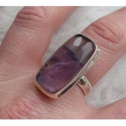 Zilveren ring rechthoekige Blue John ring maat 18.5 mm
