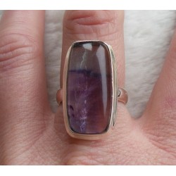 Zilveren ring rechthoekige Blue John ring maat 18.5 mm
