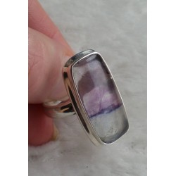 Zilveren ring rechthoekige Blue John ring maat 18.5 mm