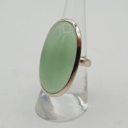 Zilveren ring gezet met ovale aqua Chalcedoon 18.5 mm