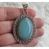 Zilveren hanger ovale aqua Chalcedoon in bewerkte setting