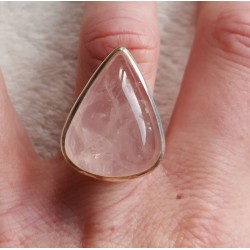 Zilveren ring gezet met druppelvormige cabochon Rozenkwarts 17.3