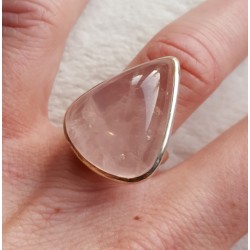 Zilveren ring gezet met druppelvormige cabochon Rozenkwarts 17.3