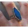 Zilveren ring marquise facet Labradoriet in bewerkte setting 18