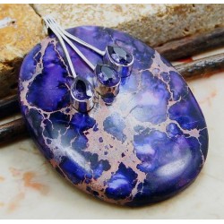 Zilveren edelsteen hanger grote paarse Zee Sediment Jasper