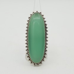 Zilveren ring met grote ovale aqua Chalcedoon 19 mm