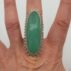 Zilveren ring met grote ovale aqua Chalcedoon 19 mm