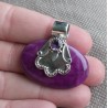 Zilveren hanger met dwarsliggende ovale paarse Turkoois en Ameth