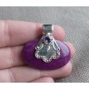Zilveren hanger met dwarsliggende ovale paarse Turkoois en Ameth
