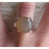 Zilveren ring gezet met ronde perzik Maansteen maat 17.3 mm