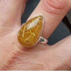 Zilveren ring gezet met gouden Rutielkwarts 18.5 mm