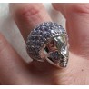 Zilveren ring met gezicht en gezet met Tanzaniet maat 19 mm