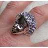 Zilveren ring met gezicht en gezet met Tanzaniet maat 19 mm