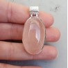 Zilveren hanger gezet met ovale cabochon Rozenkwarts
