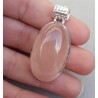 Zilveren hanger gezet met ovale cabochon Rozenkwarts
