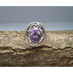 Zilveren ring met paars koper Turkoois maat 7,5