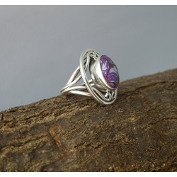 Zilveren ring met paars koper Turkoois maat 7,5