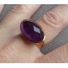 Vergulde ring met dwarsliggende ovale Amethist 18 mm