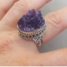 Zilveren ring met ruwe Amethist in bewerkte setting 18 mm