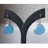 Vergulde zilveren bezel oorbellen met briolet blauw Chalcedoon