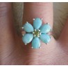 Zilveren ring bloem gezet met Larimar en Peridot 18 mm