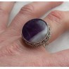 Zilveren ring ronde Chevron Amethist bewerkte setting 18 mm