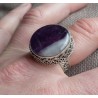 Zilveren ring ronde Chevron Amethist bewerkte setting 18 mm