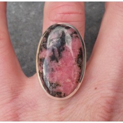 Zilveren ring ovale Rhodoniet 17.3 mm