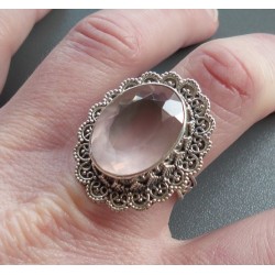 Zilveren ring ovale Rhodoniet 17.3 mm