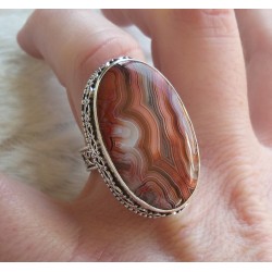 Zilveren ring Laguna Lace Agaat in bewerkte setting maat 17.5 mm