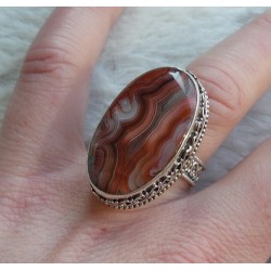 Zilveren ring Laguna Lace Agaat in bewerkte setting maat 17.5 mm
