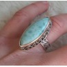 Zilveren ring met grote marquise Larimar bewerkte setting 17.3 m