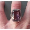 Zilveren ring gezet met rechthoekige facet Amethist 17.5 mm