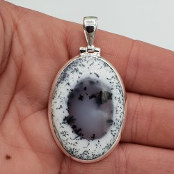 Zilveren edelsteenhanger met ovale Dendriet Opaal