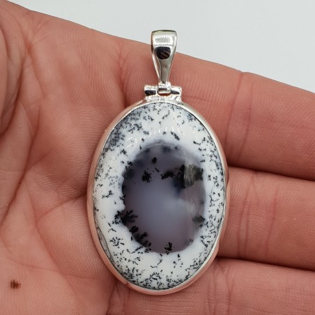 Zilveren edelsteenhanger met ovale Dendriet Opaal